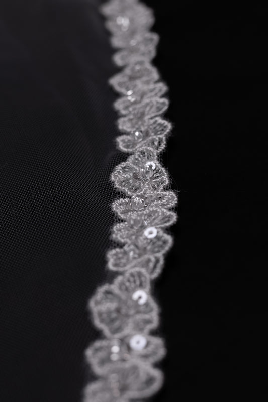 "Lace Radiance" Bridal Veil with Lace and pailetts embroidery